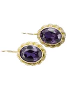 Earrings Alexandrite 14K Yellow gold Vintage craft vec007y